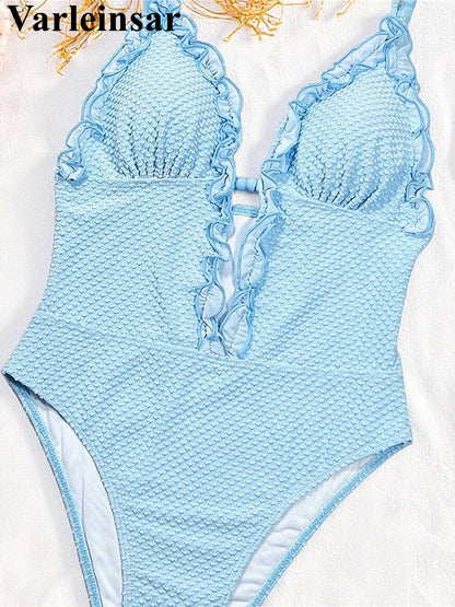 FloraVibe Ruffle Halter Swimsuit