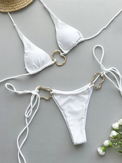 High Cut Bikini with Metal Rings