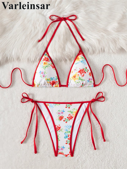 Printed Halter High Cut Bikini