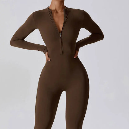 Yoga Boilersuit Long Sleeved Women's Zipper Jumpsuit
