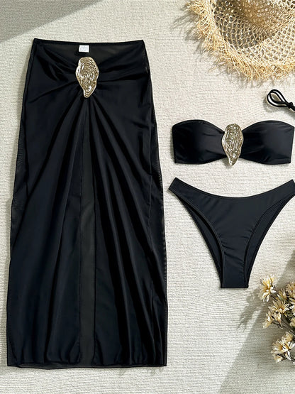 Brazilian Bikini with Skirt & Metal Rings
