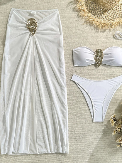 Brazilian Bikini with Skirt & Metal Rings